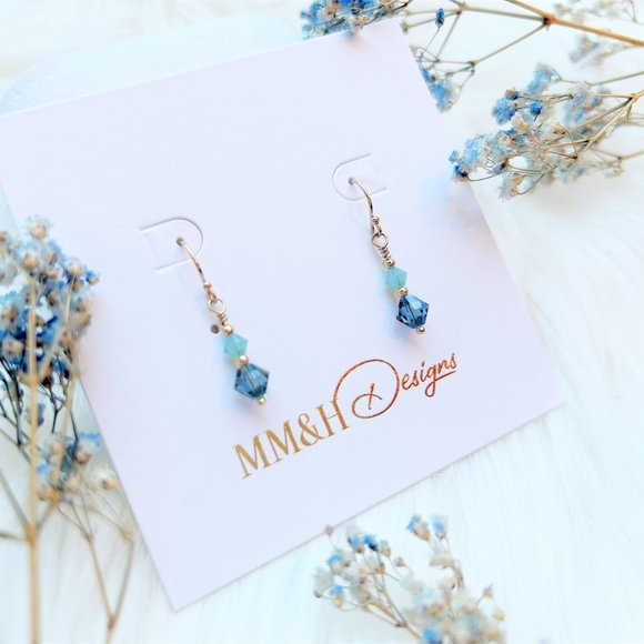 MM&H Designs Jewelry - Handmade Gold Earrings with Crystal Beads | 14k Gold Filled